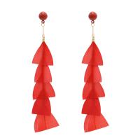 Zinc Alloy Drop Earring, with Feather, gold color plated, folk style & for woman 