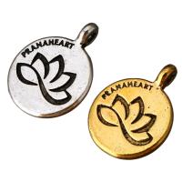 Zinc Alloy Flat Round Pendants, plated, with letter pattern Approx 2mm 