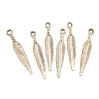 Zinc Alloy Feather Pendants, light gold color plated, lead & cadmium free Approx 1.5mm 