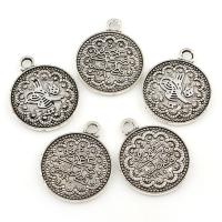 Zinc Alloy Flat Round Pendants, antique silver color plated, lead & cadmium free Approx 2mm 