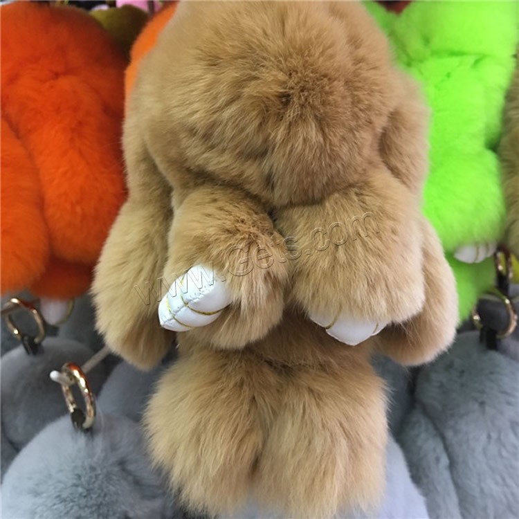 Rex Kaninchen-Pelz Schlüsselanhänger, mit Eisen, Hase, goldfarben plattiert, Niedlich & verschiedene Größen vorhanden, keine, 150mm, 180mm, verkauft von PC