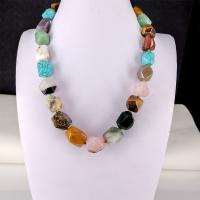 Gemstone Necklace, with Nylon Cord & Brass, Unisex & mixed Approx 19.6 Inch 