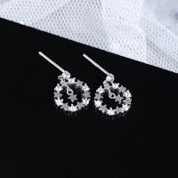 Cubic Zirconia Micro Pave Sterling Silver Earring, 925 Sterling Silver, Star, micro pave cubic zirconia & for woman & hollow 