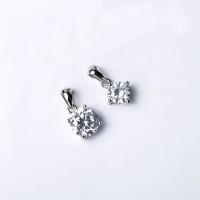 Cubic Zirconia Sterling Silver Pendants, 925 Sterling Silver, platinum plated & for woman & with cubic zirconia  Approx 1-3mm 