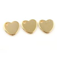Латунные подвески-сердце, Латунь, Форма плоского сердца, плакированный настоящим золотом, не содержит никель, свинец отверстие:Приблизительно 1mm, продается PC