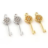 Brass Key Pendants, plated, with cubic zirconia nickel, lead & cadmium free Approx 2mm 