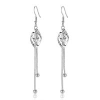 Brass Drop Earring, iron earring hook, platinum plated, for woman, nickel, lead & cadmium free, 80mm 