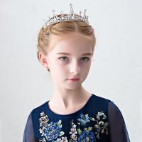 Kinder Schmuck Haarband, Zinklegierung, mit Kristall, Krone, silberfarben plattiert, Mädchen, 270x50mm, verkauft von PC