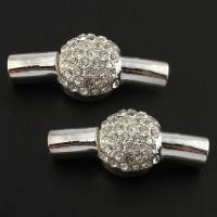 Zinc Alloy Magnetic Clasp, silver color plated, with rhinestone, lead & cadmium free 