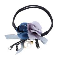 Cloth Hair Bun Maker, with Nylon Cord & Plastic Pearl, Flower, handmade, for woman 310mm 
