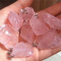 Rose Quartz Pendant, with Brass, Nuggets, platinum color plated, pink, 25-30mm Approx 2mm 