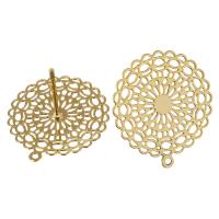 Brass Earring Drop Component, Flower, real gold plated, with loop 0.8mm Approx 1mm 