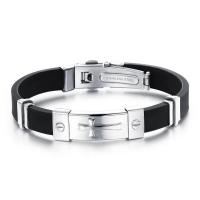 Titanium Steel Bracelet, with Silicone, Cross, plated, adjustable & for man 13mm, 38mm Approx 8 Inch 