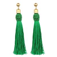 Zinc Alloy Tassel Earring, with Cotton Cord, gold color plated, Bohemian style & for woman 