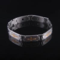 Stainless Steel Bracelet, with Non Magnetic Hematite, Cross, hygienical & for man & two tone, original color, 12mm Approx 8.6 Inch 