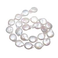 Coin Cultured Freshwater Pearl Beads, Flat Round, natural, white, 13-14mm Approx 0.8mm Approx 15 Inch 