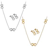 Fashion Stainless Steel Jewelry Sets, sweater chain necklace & earring, with 2Inch extender chain, Infinity, plated, oval chain & for woman 2mm Approx 31 Inch 