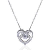 Sterling Silver Heart Pendants, 925 Sterling Silver, silver color plated, with rhinestone Approx 3-5mm 