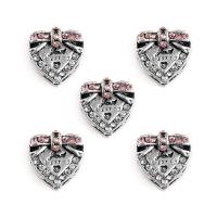 Zinc Alloy Large Hole Beads, antique silver color plated & with rhinestone, lead & cadmium free Approx 7mm 