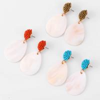 Zinc Alloy Drop Earring, with Seedbead & White Shell, Teardrop, gold color plated, Bohemian style & for woman 