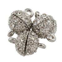 Zinc Alloy Magnetic Clasp, Round, silver color plated, with rhinestone Approx 1mm 