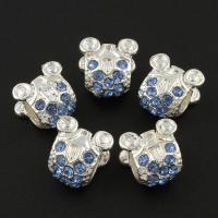 Rhinestone Zinc Alloy European Beads, Carriage, silver color plated, without troll & with rhinestone Approx 5mm 