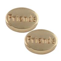 Zinc Alloy Jewelry Beads, Flat Oval, gold color plated, with letter pattern Approx 1mm 