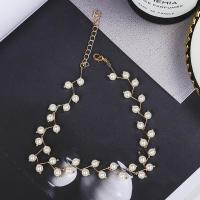 Zinc Alloy Choker Necklace, with Plastic Pearl, with 4inch extender chain, plated, adjustable & for woman Approx 11 Inch 