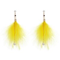 Zinc Alloy Drop Earring, with Feather & Plastic Pearl, Feather, gold color plated, hypo allergic & for woman & with rhinestone 65mm 