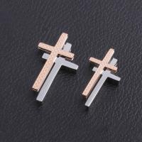 Stainless Steel Couple Pendant, Cross, plated, for couple, 39mm, 32mm Approx 1-3mm 