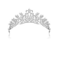 Bridal Tiaras, Zinc Alloy, Crown, silver color plated, with rhinestone, white 