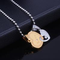 Stainless Steel Puzzle Couple Pendant, Heart, plated, with letter pattern & with rhinestone Approx 1-3mm 