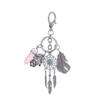 Zinc Alloy Key Chain, with Gemstone, Dream Catcher, antique silver color plated 143mm 