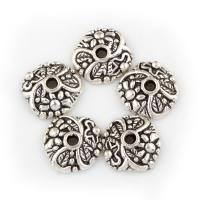 Zinc Alloy Bead Caps, Flower, antique silver color plated Approx 1.5mm 