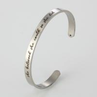 Stainless Steel Cuff Bangle, plated, Unisex & adjustable & with letter pattern Inner Approx 62mm 