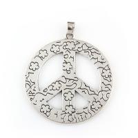 Zinc Alloy Peace Pendants, Peace Logo, antique silver color plated Approx 