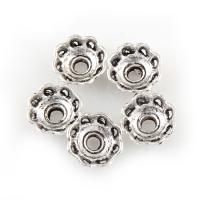 Zinc Alloy Bead Caps, Flower, antique silver color plated Approx 2mm 