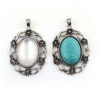 Zinc Alloy Pendant, with ABS Plastic Pearl & Synthetic Turquoise, antique silver color plated Approx 