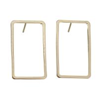 Brass Stud Earring, Rectangle, real gold plated 0.8mm 