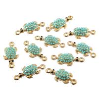 Resin Zinc Alloy Connector, with Resin, Turtle, gold color plated, with rhinestone & 1/1 loop, lead & cadmium free Approx 2.5mm 