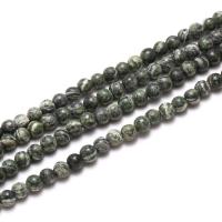 Zebra-Jaspis Perle, Grüner Zebra-Jaspis, rund, verschiedene Größen vorhanden, Bohrung:ca. 1mm, verkauft von Strang