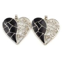 Zinc Alloy Heart Pendants, antique silver color plated, enamel & with rhinestone, lead & cadmium free Approx 