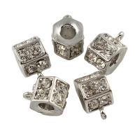 Zinc Alloy Bail Beads, Hexagon, platinum color plated, with rhinestone Approx 2mm 