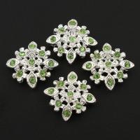 Zinc Alloy Cabochon, Flower, silver color plated, with rhinestone 