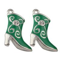 Zinc Alloy Shoes Pendants, platinum color plated, enamel & with rhinestone Approx 1mm 