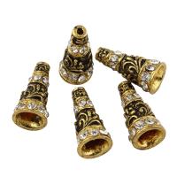 Zinc Alloy Bead Caps, Loudspeaker, antique gold color plated, with rhinestone Approx 1mm 