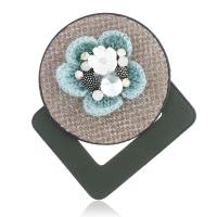 PU Leather Brooch, with Cloth & Crystal, plated & for woman 