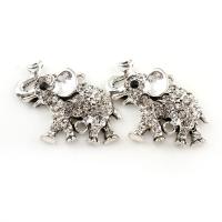 Resin Zinc Alloy Connector, with Resin, Elephant, antique silver color plated, with rhinestone & 1/1 loop, lead & cadmium free Approx 3mm 