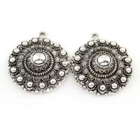 Zinc Alloy Flat Round Pendants, antique silver color plated, lead & cadmium free Approx 2.5mm 