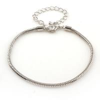 Chaîne d'acier inoxydable du bracelet European, avec 5cm chaînes de rallonge, chaîne serpent, couleur originale Environ 7.1 pouce Vendu par sac